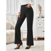 imageLILLUSORY Womens Stretchy High Waisted Dress Pants Business Casual Flare Slacks Office Work Pull On Trousers with PocketsBlack