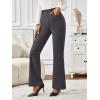 imageLILLUSORY Womens Stretchy High Waisted Dress Pants Business Casual Flare Slacks Office Work Pull On Trousers with PocketsDark Grey