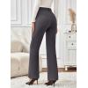 imageLILLUSORY Womens Stretchy High Waisted Dress Pants Business Casual Flare Slacks Office Work Pull On Trousers with PocketsDark Grey