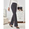 imageLILLUSORY Womens Stretchy High Waisted Dress Pants Business Casual Flare Slacks Office Work Pull On Trousers with PocketsDark Grey