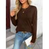 imageLILLUSORY Womens Sweaters Fall Fashion 2025 Lightweight Long Sleeve Knit Pullover Casual Trendy Tops Winter ClothesChocolate