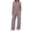 imageLILLUSORY Women 2 Piece Lounge Pajamas Sets Ribbed Knit Long Sleeve Sweater Hoodies Pants Matching Set 2025 Fall OutfitsCoffee