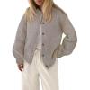 imageLILLUSORY Womens Crew Neck Button Down Cozy Cardigan Sweater Fall Outfits 2025Khaki