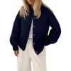 imageLILLUSORY Womens Crew Neck Button Down Cozy Cardigan Sweater Fall Outfits 2025Navy