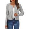 imageLILLUSORY Womens Cropped Cardigan Crew Neck Lightweight Crop Sweaters Fall Cute Button Down Knit Clothes 2025Grey
