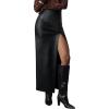 imageLILLUSORY Womens Faux Leather Maxi Skirts 2025 Fall Fashion Bodycon High Waisted Slit Winter Work Office Long Pencil SkirtBlack