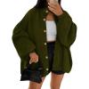 imageLILLUSORY Womens Oversized Chunky Knit Cardigan Sweaters Long Lantern Sleeve Button Down Cozy Trendy JacketGreen