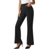 imageLILLUSORY Womens Stretchy High Waisted Dress Pants Business Casual Flare Slacks Office Work Pull On Trousers with PocketsBlack