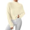 imageLILLUSORY Womens Turtleneck Mock Cropped Sweaters Winter Cute Oversized Knit Trendy Tops Fashion Long Sleeve Fall ClothesBeige