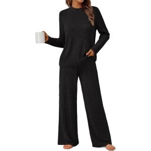 imageLILLUSORY Womens 2 Piece Lounge Sets Matching Sweatsuits Fall Outfits Pajamas 2025 Comfy Casual Sets Fashion Winter ClothesBlack