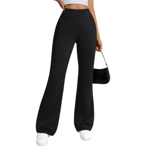 imageLILLUSORY Womens Dress Pants Business Casual Yoga Work Trousers with Pockets Dressy Fall Slacks Bootcut Flare LeggingsBlack