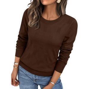 imageLILLUSORY Womens Sweaters Fall Fashion 2025 Lightweight Long Sleeve Knit Pullover Casual Trendy Tops Winter ClothesChocolate