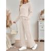 imageLILLUSORY 2 Piece Lounge Sets for Women Matching Casual Pajamas Fall Fashion 2025 Outfits Long Sleeve Ribbed Knit SweatsuitsApricot