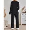 imageLILLUSORY 2 Piece Lounge Sets for Women Matching Casual Pajamas Fall Fashion 2025 Outfits Long Sleeve Ribbed Knit SweatsuitsBlack