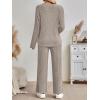 imageLILLUSORY 2 Piece Lounge Sets for Women Matching Casual Pajamas Fall Fashion 2025 Outfits Long Sleeve Ribbed Knit SweatsuitsKhaki