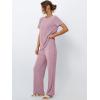 imageLILLUSORY 2 Piece Lounge Sets for Women Sweater Sets Airport Travel Outfits 2025 Sweat Suits Matching Wide Leg PantsDarkpink