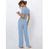 imageLILLUSORY 2 Piece Lounge Sets for Women Sweater Sets Airport Travel Outfits 2025 Sweat Suits Matching Wide Leg PantsLightblue
