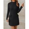 imageLILLUSORY Long Sleeve Semi Formal Date Night Fall Dresses Mini Elegant 2025 Wedding Guest Mock Neck Party Club OutfitBlack