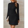 imageLILLUSORY Long Sleeve Semi Formal Date Night Fall Dresses Mini Elegant 2025 Wedding Guest Mock Neck Party Club OutfitBlack