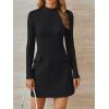 imageLILLUSORY Long Sleeve Semi Formal Date Night Fall Dresses Mini Elegant 2025 Wedding Guest Mock Neck Party Club OutfitBlack