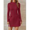 imageLILLUSORY Long Sleeve Semi Formal Date Night Fall Dresses Mini Elegant 2025 Wedding Guest Mock Neck Party Club OutfitRed