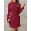 imageLILLUSORY Long Sleeve Semi Formal Date Night Fall Dresses Mini Elegant 2025 Wedding Guest Mock Neck Party Club OutfitRed