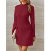 imageLILLUSORY Long Sleeve Semi Formal Date Night Fall Dresses Mini Elegant 2025 Wedding Guest Mock Neck Party Club OutfitRed