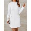 imageLILLUSORY Long Sleeve Semi Formal Date Night Fall Dresses Mini Elegant 2025 Wedding Guest Mock Neck Party Club OutfitWhite