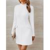 imageLILLUSORY Long Sleeve Semi Formal Date Night Fall Dresses Mini Elegant 2025 Wedding Guest Mock Neck Party Club OutfitWhite