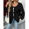 imageLILLUSORY Tie Front Cardigan Sweaters for Women Trendy 2025 Fall Fashion Outfits Puff Sleeve Bow Tops Cute Knit SweaterBlack