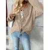 imageLILLUSORY Tie Front Cardigan Sweaters for Women Trendy 2025 Fall Fashion Outfits Puff Sleeve Bow Tops Cute Knit SweaterKhaki