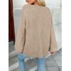 imageLILLUSORY Tie Front Cardigan Sweaters for Women Trendy 2025 Fall Fashion Outfits Puff Sleeve Bow Tops Cute Knit SweaterKhaki