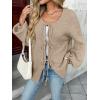 imageLILLUSORY Tie Front Cardigan Sweaters for Women Trendy 2025 Fall Fashion Outfits Puff Sleeve Bow Tops Cute Knit SweaterKhaki