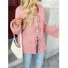 imageLILLUSORY Tie Front Cardigan Sweaters for Women Trendy 2025 Fall Fashion Outfits Puff Sleeve Bow Tops Cute Knit SweaterPink