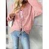 imageLILLUSORY Tie Front Cardigan Sweaters for Women Trendy 2025 Fall Fashion Outfits Puff Sleeve Bow Tops Cute Knit SweaterPink