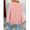 imageLILLUSORY Tie Front Cardigan Sweaters for Women Trendy 2025 Fall Fashion Outfits Puff Sleeve Bow Tops Cute Knit SweaterPink