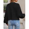 imageLILLUSORY Women Chunky Cropped Cardigan Sweater Fall Oversized V Neck Clothes Y2K Cozy Puff Sleeve Floral Outfit FashionBlack