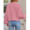 imageLILLUSORY Women Chunky Cropped Cardigan Sweater Fall Oversized V Neck Clothes Y2K Cozy Puff Sleeve Floral Outfit FashionPink
