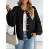imageLILLUSORY Women Chunky Cropped Oversized Cardigan Sweater Fall Cozy Outfit Fashion Clothes Winter Trendy 2025 Button CoatBlack
