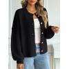 imageLILLUSORY Women Chunky Cropped Oversized Cardigan Sweater Fall Cozy Outfit Fashion Clothes Winter Trendy 2025 Button CoatBlack