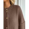 imageLILLUSORY Women Chunky Cropped Oversized Cardigan Sweater Fall Cozy Outfit Fashion Clothes Winter Trendy 2025 Button CoatNutmeg