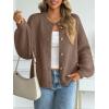 imageLILLUSORY Women Chunky Cropped Oversized Cardigan Sweater Fall Cozy Outfit Fashion Clothes Winter Trendy 2025 Button CoatNutmeg