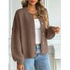 imageLILLUSORY Women Chunky Cropped Oversized Cardigan Sweater Fall Cozy Outfit Fashion Clothes Winter Trendy 2025 Button CoatNutmeg