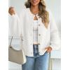 imageLILLUSORY Women Chunky Cropped Oversized Cardigan Sweater Fall Cozy Outfit Fashion Clothes Winter Trendy 2025 Button CoatWhite
