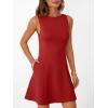 imageLILLUSORY Womens ALine Boat Neck Flowy Mini Dress Summer 2025 Going Out Party Club Vacation Sleeveless Tank DressesRed