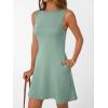 imageLILLUSORY Womens ALine Boat Neck Flowy Mini Dress Summer 2025 Going Out Party Club Vacation Sleeveless Tank DressesSage