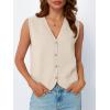 imageLILLUSORY Womens Fall Fashion Sweaters Vest Tops Knit Sleeveless Button Down V Neck Casual Clothes Trendy Outfits 2025Apricot