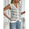 imageLILLUSORY Womens Fall Fashion Sweaters Vest Tops Knit Sleeveless Button Down V Neck Casual Clothes Trendy Outfits 2025Stripedapricot