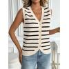 imageLILLUSORY Womens Fall Fashion Sweaters Vest Tops Knit Sleeveless Button Down V Neck Casual Clothes Trendy Outfits 2025Stripedwhite