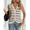 imageLILLUSORY Womens Fall Fashion Sweaters Vest Tops Knit Sleeveless Button Down V Neck Casual Clothes Trendy Outfits 2025Stripedwhite